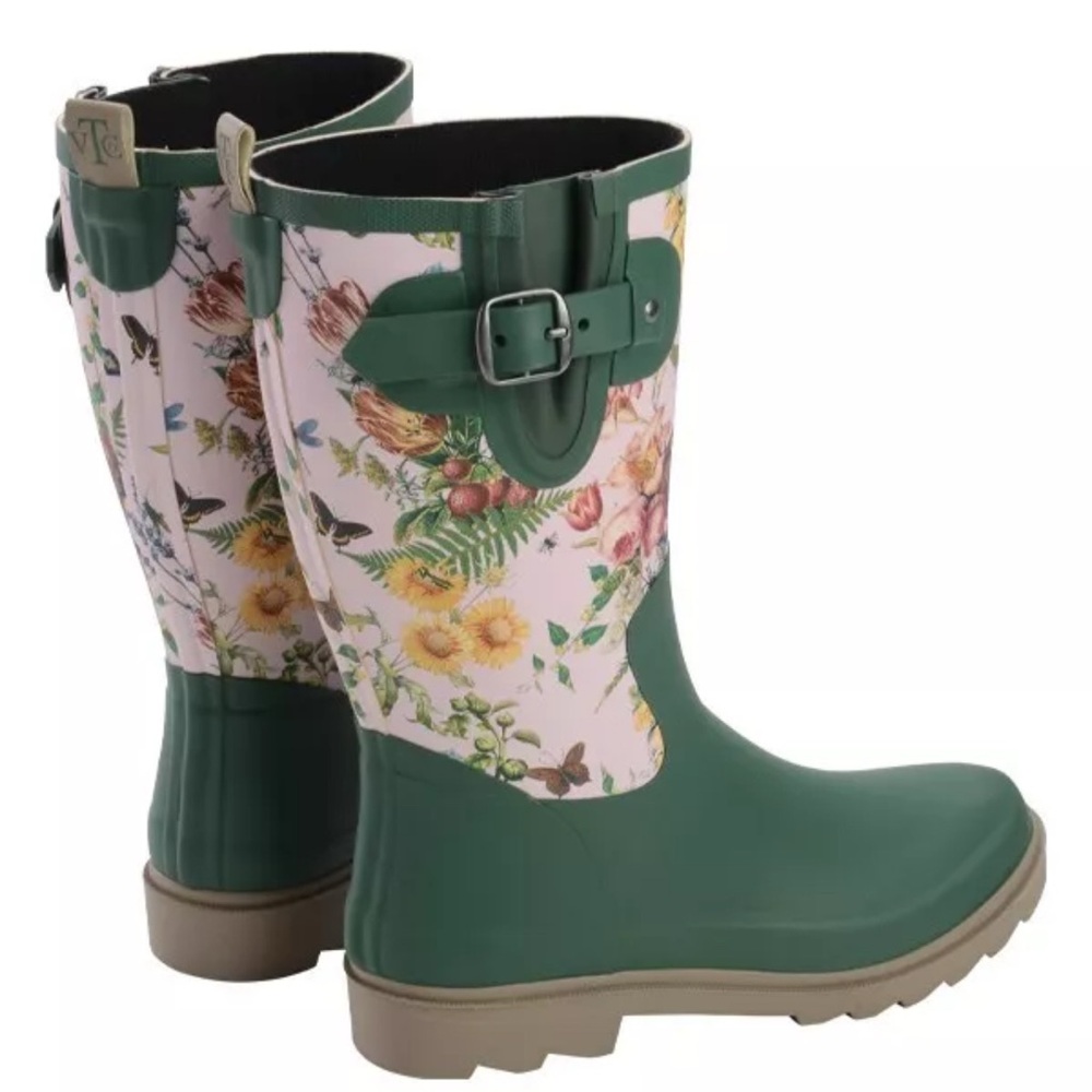 Victorian Trading Co. Secret Garden Wellies Tall Rubber Rain Boots NEW - Picture 3 of 6